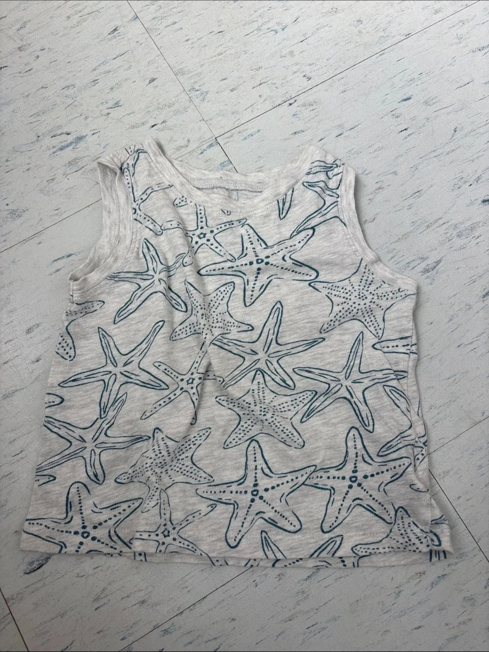 Old Navy White Tank Top with Blue Starfish Print